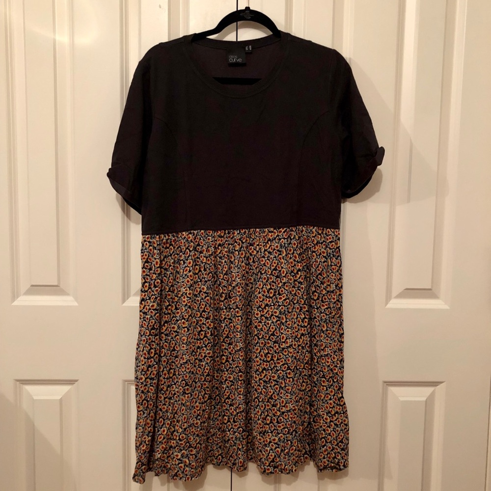 ASOS Curve Plus Size black and floral dress